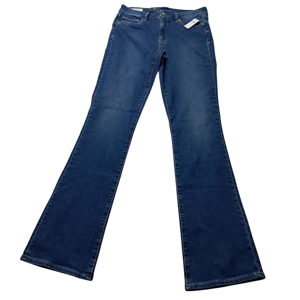 NWT Gap Baby Boot Jeans Womens 30/10 Tall Blue Mid Rise Medium WashStretch Denim